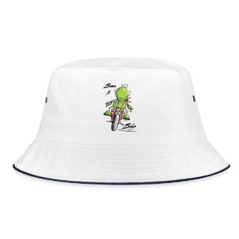 Born To Bike Frosch - Bucket Hat - Weiß/Navy - Vorne