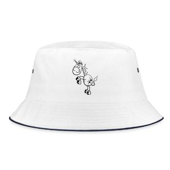Lustiges Einhorn Comic - Bucket Hat - Weiß/Navy - Vorne