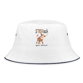 Tierisch gut drauf - Stier - Bulle - Comic - Fun - Bucket Hat - Weiß/Navy - Vorne