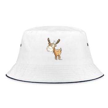 Witziger Elch - Elche - Hirsch - Reh - Geschenk - Bucket Hat - Weiß/Navy - Vorne