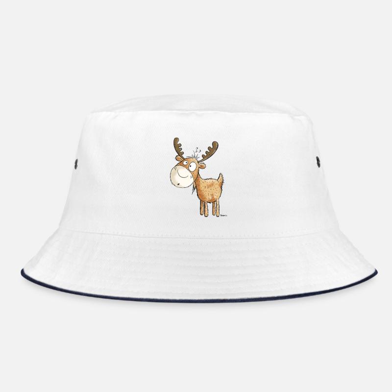 Witziger Elch - Elche - Hirsch - Reh - Geschenk - Bucket Hat - Weiß/Navy