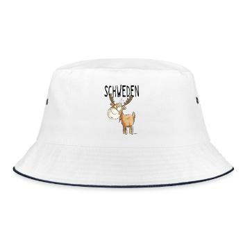 Elch aus Schweden - Elche - Hirsch - Geschenk - Bucket Hat - Weiß/Navy - Vorne