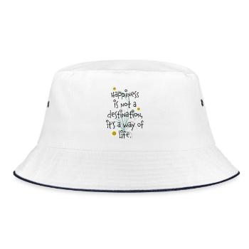 happy - Bucket Hat - Weiß/Navy - Vorne