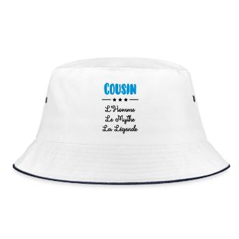 Cousin - Cousine - Famille - Naissance - Bébé - Bucket Hat - white/navy - Front