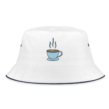 Kaffee - Bucket Hat - Weiß/Navy - Vorne