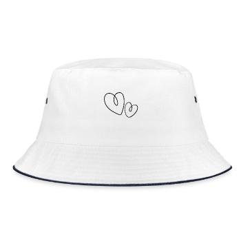 Doppelherzen Line Art – Schlichtes Liebesmotiv - Bucket Hat - Weiß/Navy - Vorne