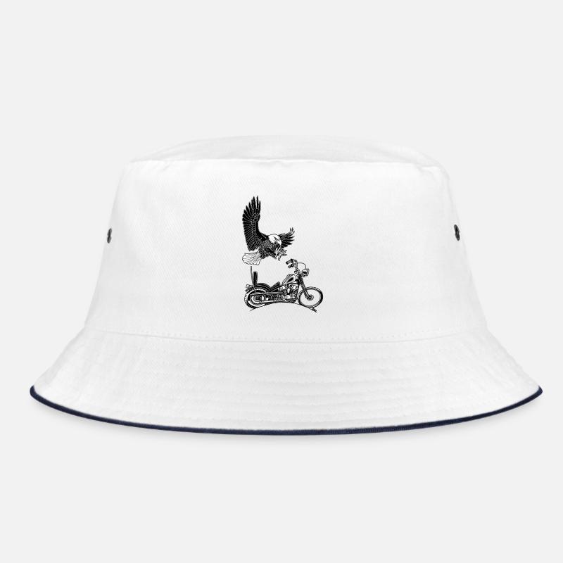 0906 eagle chopper knucklehead - Bucket Hat - white/navy