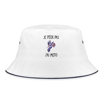 T-shirt j'peux pas j'ai moto idée cadeau - Bob - blanc/marine - Devant