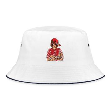 Tattoo Monkey Monkey Body Art Street Style Tattoo - Bucket Hat - white/navy - Front