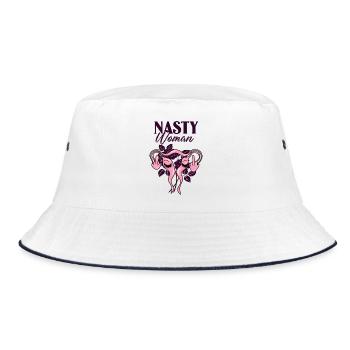 Feministin Rosa fuck off Uterus - Bucket Hat - Weiß/Navy - Vorne