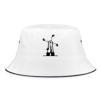 Windmill Nature Illustration icon Country Graphic Logo - Bucket Hat - white/navy - Front