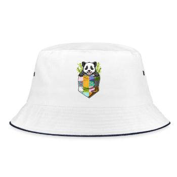 Panda in the pocket - Bucket Hat - white/navy - Front