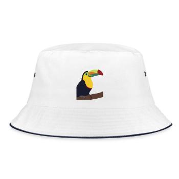 Timmy, der Toucan - Bucket Hat - Weiß/Navy - Vorne