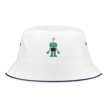 robot - Bucket Hat - white/navy - Front