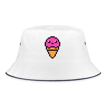 Eis - Bucket Hat - Weiß/Navy - Vorne