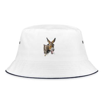 Esel Donkey Âne - Bucket Hat - white/navy - Front