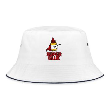 Superhero Superhero Glue Funny Super Glue Cartoon - Bucket Hat - white/navy - Front