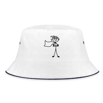 Super Mädchen mit Umhang - Bucket Hat - Weiß/Navy - Vorne