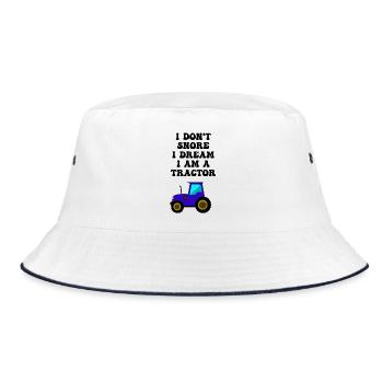 tractor snoring - Bucket Hat - white/navy - Front