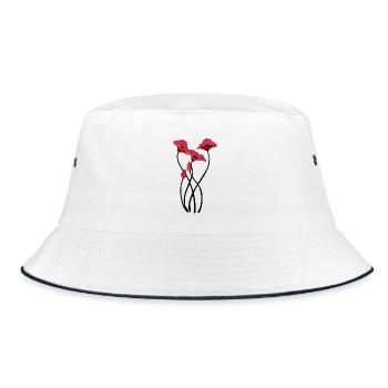 Artful Poppies Illustration - Bucket Hat - white/navy - Front