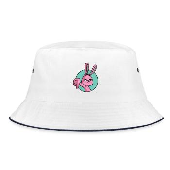 Hase Daumen Runter - Bucket Hat - Weiß/Navy - Vorne
