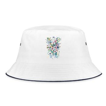 Abstrakt - Bucket Hat - Weiß/Navy - Vorne