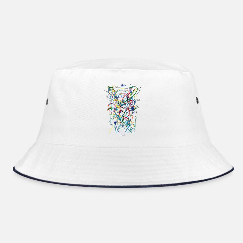 Abstrakt - Bucket Hat - Weiß/Navy