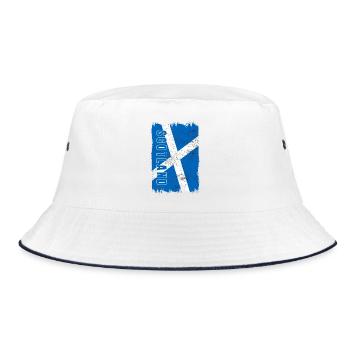 Schottland Nationalflagge - Bucket Hat - Weiß/Navy - Vorne