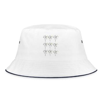 flower meadows pattern - Bucket Hat - white/navy - Front