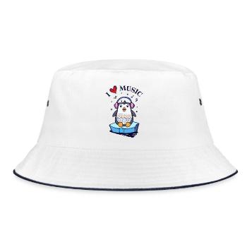 Seevogel Cool Herz PinguinTier Statement - Bucket Hat - Weiß/Navy - Vorne