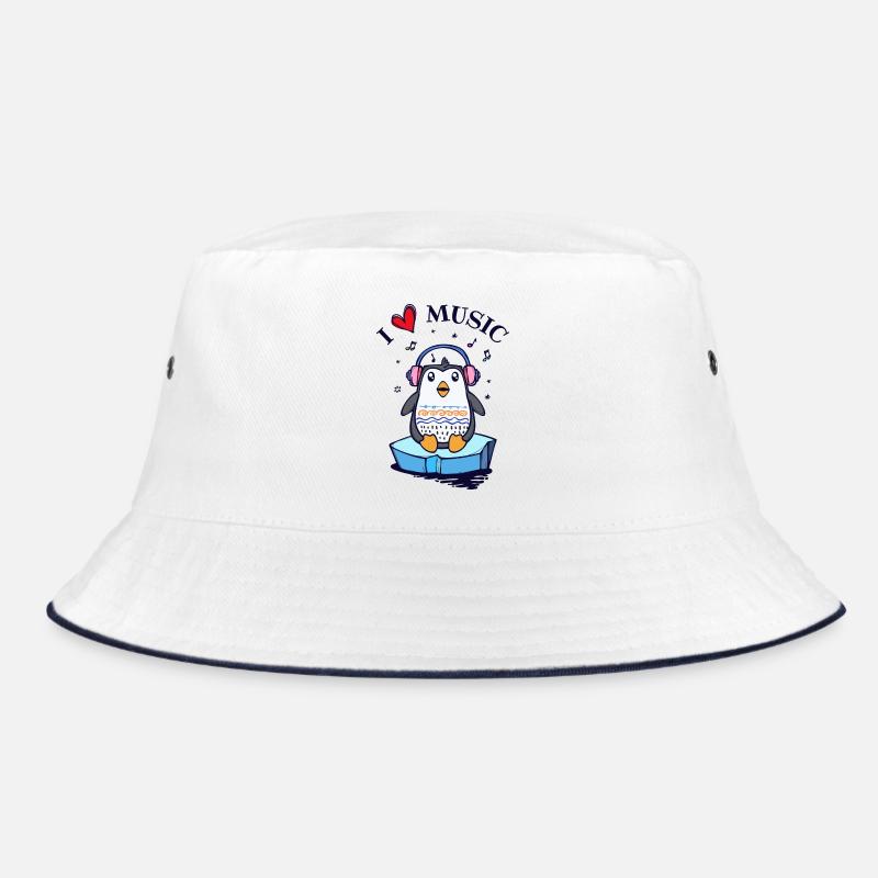 Seevogel Cool Herz PinguinTier Statement - Bucket Hat - Weiß/Navy