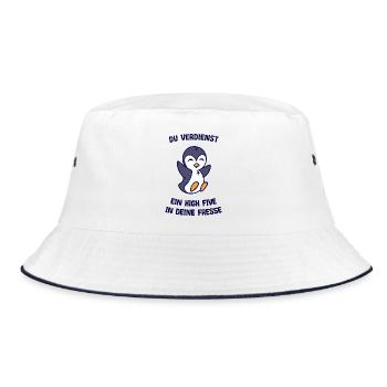 Vogel Tier Humorvoll Pinguin Statement Arktis - Bucket Hat - Weiß/Navy - Vorne