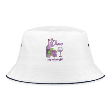 Wein Liebhaber - Bucket Hat - Weiß/Navy - Vorne
