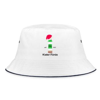 Weihnachten, Ostsee, Kieler Förde, Leuchtturm Bülk - Bucket Hat - Weiß/Navy - Vorne