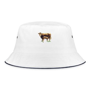 kuh mit kalb - Bucket Hat - Weiß/Navy - Vorne