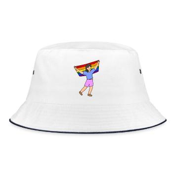 Lgbt Rainbow Flag Parade Gay Rights - Bucket Hat - white/navy - Front