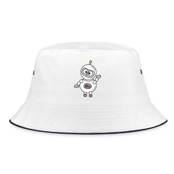 Roboter - Bucket Hat - Weiß/Navy - Vorne