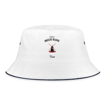 Dänemark, Insel Fanø, Mühle Sonderhø - Bucket Hat - Weiß/Navy - Vorne