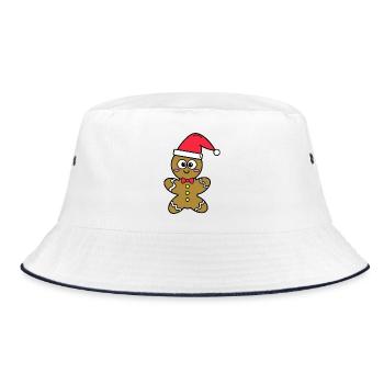 Lebkuchenmann - Bucket Hat - Weiß/Navy - Vorne