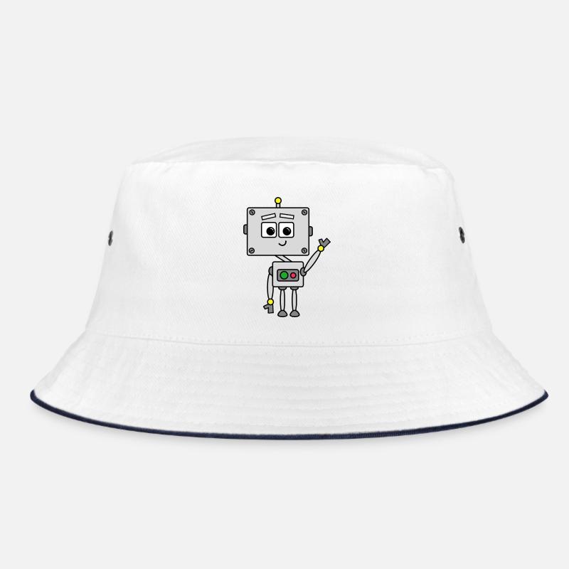 Roboter Johnny - Bucket Hat - Weiß/Navy