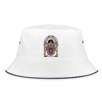 Jukebox in retro look in vintage colors - Bucket Hat - white/navy - Front