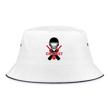 Cricket Logo Helm - Bucket Hat - Weiß/Navy - Vorne