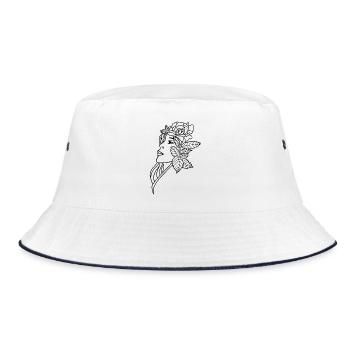 Die Dame und die Rose (schwarz) - Bucket Hat - Weiß/Navy - Vorne
