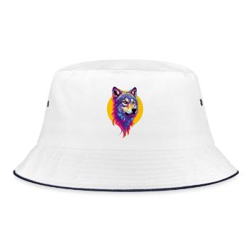 Wolf's Head - Bucket Hat - white/navy - Front