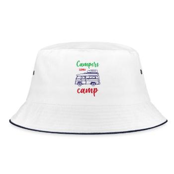 Camper auf dem Weg zum Camp - Bucket Hat - Weiß/Navy - Vorne