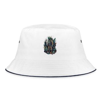 Astronaut overgrown with plants - Surreal - Bucket Hat - white/navy - Front