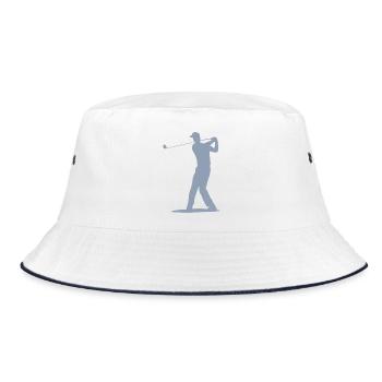 Golfer Tee Silhouette - Men's Design - Bucket Hat - white/navy - Front