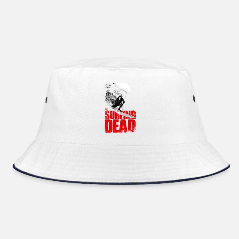 Surfing Dead Sensenmann Surfer Wave Design - Bucket Hat - Weiß/Navy