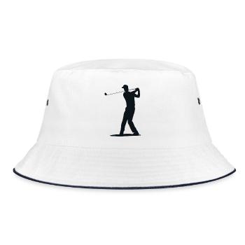 Golfer Tee Silhouette - Men's Design - Bucket Hat - white/navy - Front