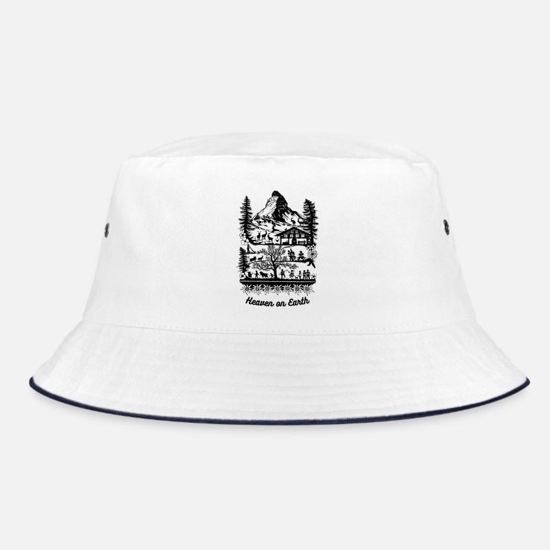 Alpenpanorama Scherenschnitt Bucket Hat